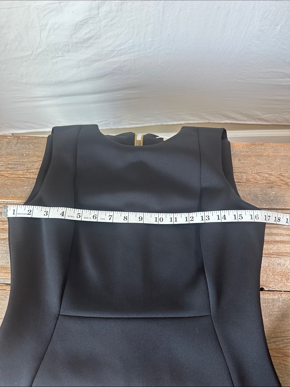 Calvin Klein Black Sleeveless Midi Sheath Dress with Gold Back Zip - Picture 6 of 7
